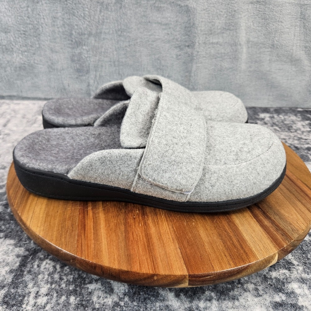 Vionic Gemma II Mule Womens 8 Gray Adjustable Strap Orthotic Slippers Slip On